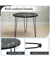 Round Table with Thickened Tabletop and Metal Tripod Legs