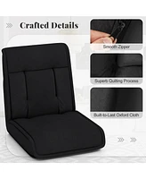 Folding Floor Chair Convertible Lazy Chair with 14-Poistion Adjustable Backrest