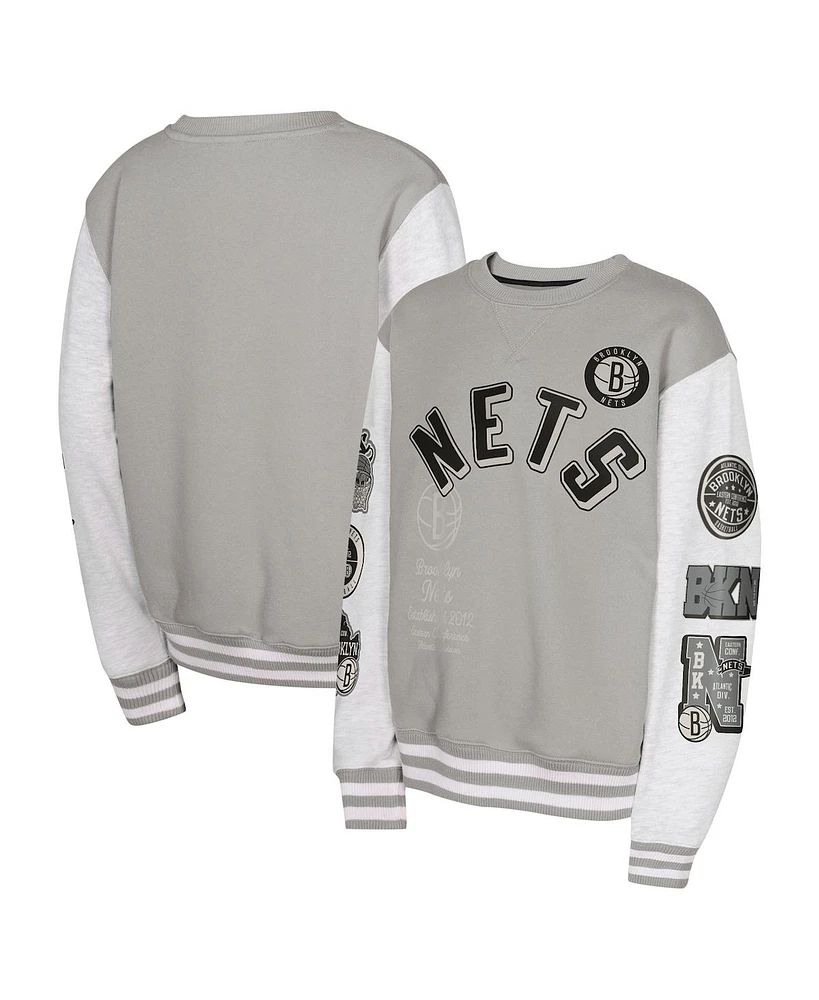 Outerstuff Big Boys and Girls Gray Brooklyn Nets Star Treatment Pullover Sweatshirt