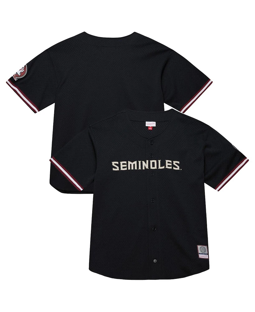 Mitchell & Ness Men's Black Florida State Seminoles On The Clock Full-Button Fashion Jersey