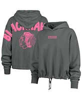 '47 Brand Women's Gray Chicago Blackhawks Bright Side Venice Cropped Pullover Hoodie