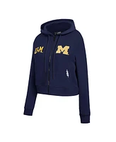 Pro Standard Women's Navy Michigan Wolverines Game Day Sequin Full-Zip Hooded Jacket