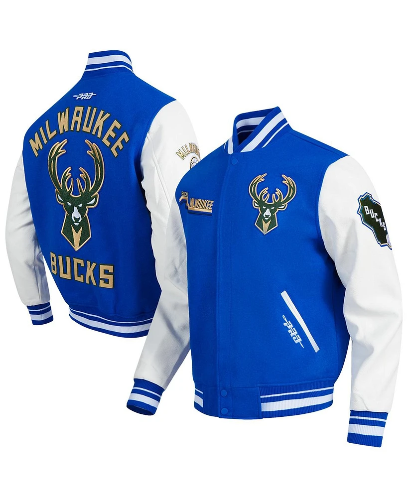 Pro Standard Men's Blue Milwaukee Bucks 2024/25 City Edition Wool Varsity Full-Zip Jacket