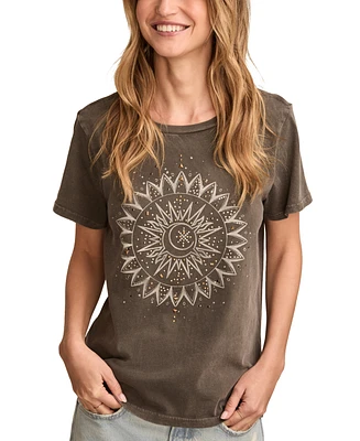 Lucky Brand Women's Cotton Embellished Sun Classic Crewneck T-Shirt