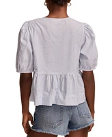 Lucky Brand Women's Babydoll Flyaway Cotton Tie-Front Top