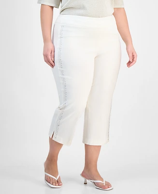 Jm Collection Plus Side-Embellished Capri Pants, Exclusively at Macy's
