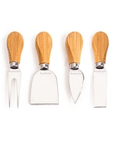 BergHOFF Stainless Steel 6-Piece Cheese Knives and Bamboo Round Board Set