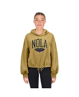 New Era Women's Tan New Orleans Pelicans 2024/25 City Edition Cropped Pullover Hoodie