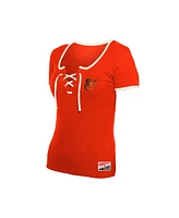 New Era Women's Orange Baltimore Orioles Throwback Lace Up T-Shirt