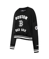 Pro Standard Women's Black Boston Red Sox Cultivated Pearl Cropped Pullover Sweatshirt