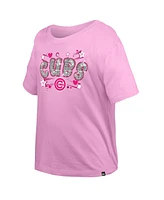 New Era Big Girls Light Pink Chicago Cubs Flip Sequin Team T-Shirt