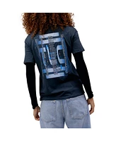 Daydreamer Women's Charcoal Tlc Fan Mail Tour Graphic Ringer T-Shirt