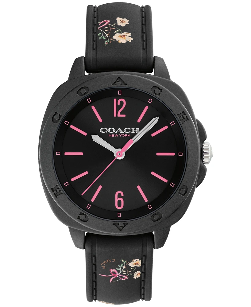 Coach Women's Kitt Black Silicone Strap Watch, 35.4mm