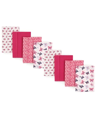 Hudson Baby Boys and Girls Cotton Poly Flannel Burp Cloths 8-Pack, Butterflies, One Size