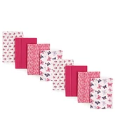 Hudson Baby Boys and Girls Cotton Poly Flannel Burp Cloths 8-Pack, Butterflies, One Size