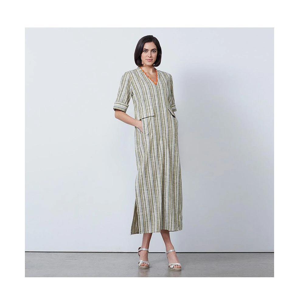 Etcetera Women's Stripes Spring Shift Maxi Dress Austen