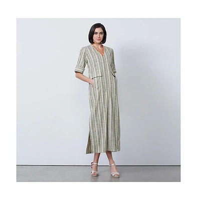 Etcetera Women's Stripes Spring Shift Maxi Dress Austen