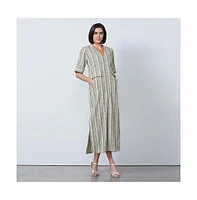 Etcetera Women's Stripes Spring Shift Maxi Dress Austen