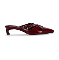 Zyra Onix Burgundy Leather Mules