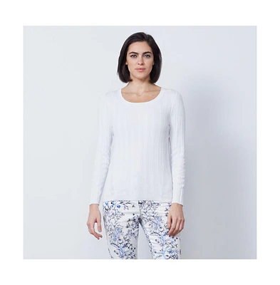 Etcetera Women's White Pullover Sweater Fluted
