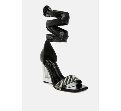 Hashira Ab Rhinestone Studded Lace-Up Fantasy Heels