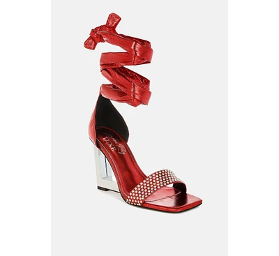 Hashira Ab Rhinestone Studded Lace-Up Fantasy Heels