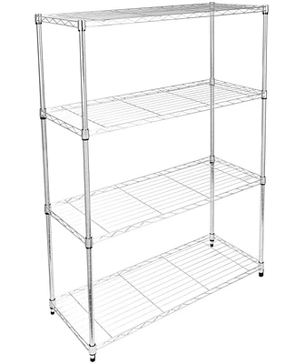 Simple Deluxe Heavy Duty 4-Shelf Shelving Unit with Wheel and Adjustable Feet, 36''(L) x14''(W) x54''(H), Chrome