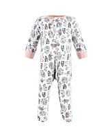 Touched by Nature Baby Girls Organic Cotton Sleep and Play Endangered Safari, 6-9 Months