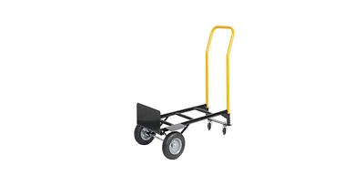 Hand Truck Dual Purpose 2 Wheel Dolly Cart and 4 Wheel Push Cart with Swivel Wheels 330 Lbs Capacity Heavy Duty Platform Cart for Moving/Warehouse/Gar