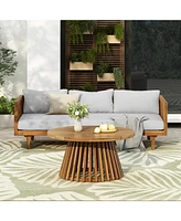 Acacia Wood 3-Seater Daybed & Coffee Table Set