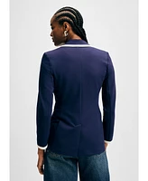 Isaac Mizrahi Women's Tipped Ponte Blazer