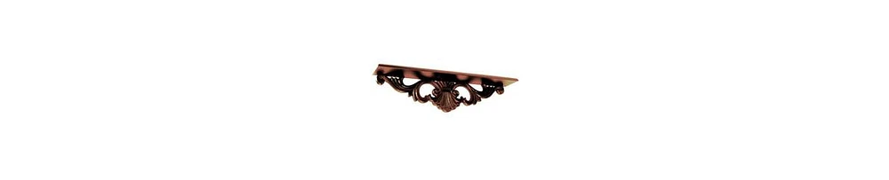 Rustic Handcrafted Wooden Wall Shelf with Elegant Floral Carvings