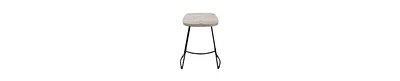 Rustic Counter Stool – Backless Mango Wood Saddle Seat with Whitewash Finish