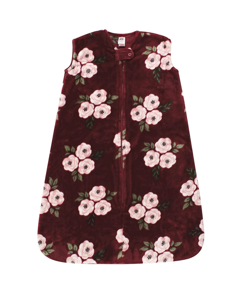Hudson Baby Baby Girls Hudson Plush Sleeping Bag, Sack, Blanket, Sleeveless Burgundy Floral