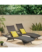 Brown Wicker Adjustable Lounge Chair Set