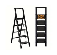 5-step ladder folding step stool, 5-step ladder with anti slip wide pedals, lightweight and easy to carry handle folding ladder, multi-purpose steel l
