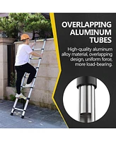 10.5ft (about 3.2m) retractable ladder, multi-functional foldable ladder, with hook, aluminum retractable ladder, suitable for daily use of Rv, attic,