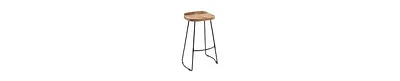 Industrial Barstool – Backless Mango Wood Seat with Metal Frame