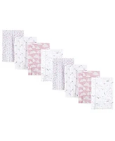 Hudson Baby Boys and Girls Cotton Poly Flannel Burp Cloths 8-Pack, Magical Unicorn, One Size