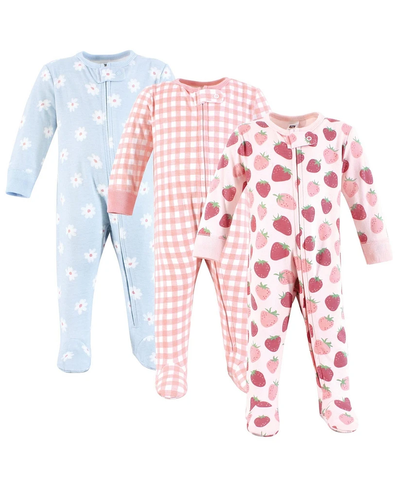 Hudson Baby Baby Girls Hudson Cotton Sleep and Play, Strawberry Love