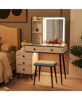 Vanity Makeup Table Set with Lighted Mirror