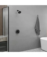 Single Handle 9-Spray Round Rain Shower Faucet 1.8 Gpm with Pressure Balance Valve in. Matte Black