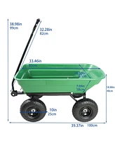 Folding car Poly Garden dump truck with steel frame, 10 inches. Pneumatic tire, 300 lb capacity body 55L