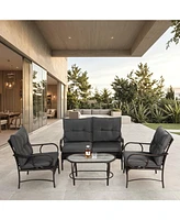 4-Pc Patio Set, Wicker Conversation Sofa & Chairs - Grey