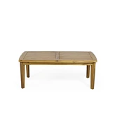 Acacia Patio Set, Table, Cushioned Seating, Teak Finish, White