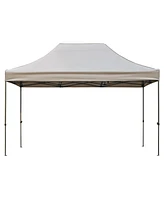 10x15 Pop Up Canopy Tent, Uv Waterproof, Adjustable Height, Khaki