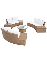 10-Pc Outdoor Rattan Sectional Sofa Set, White