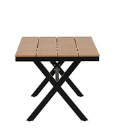 Outdoor Pe rattan set, chairs & plastic wood table