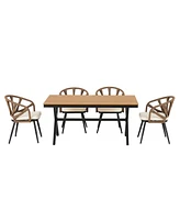 Outdoor Pe rattan set, chairs & plastic wood table