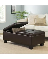 Tufted Leather Storage Ottoman - Dual Opening Tray Top
